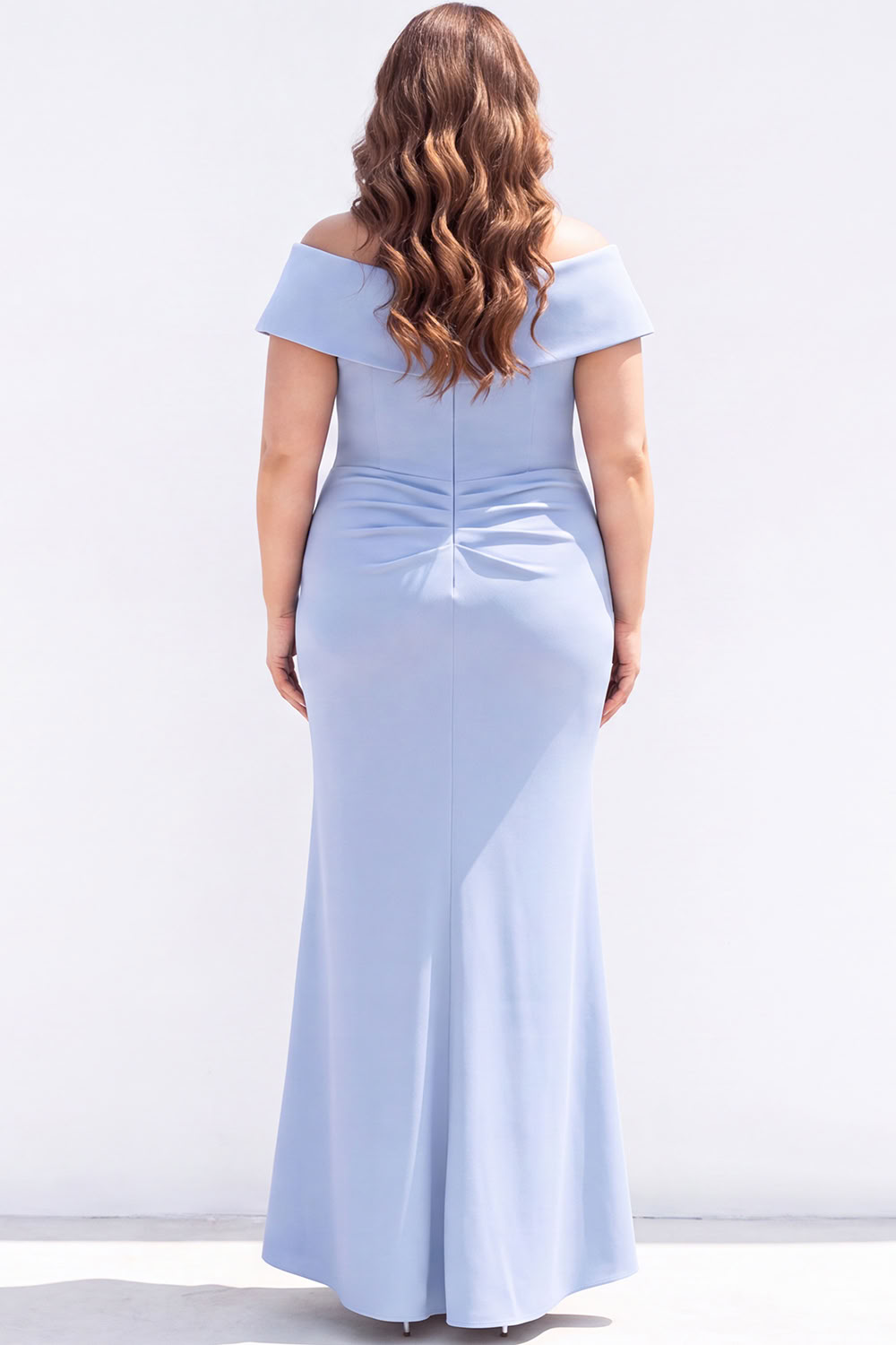Plus Size Mermaid Black Off the Shoulder Formal Dress with Sash