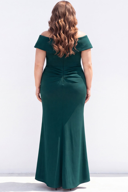 Plus Size Mermaid Black Off the Shoulder Formal Dress with Sash