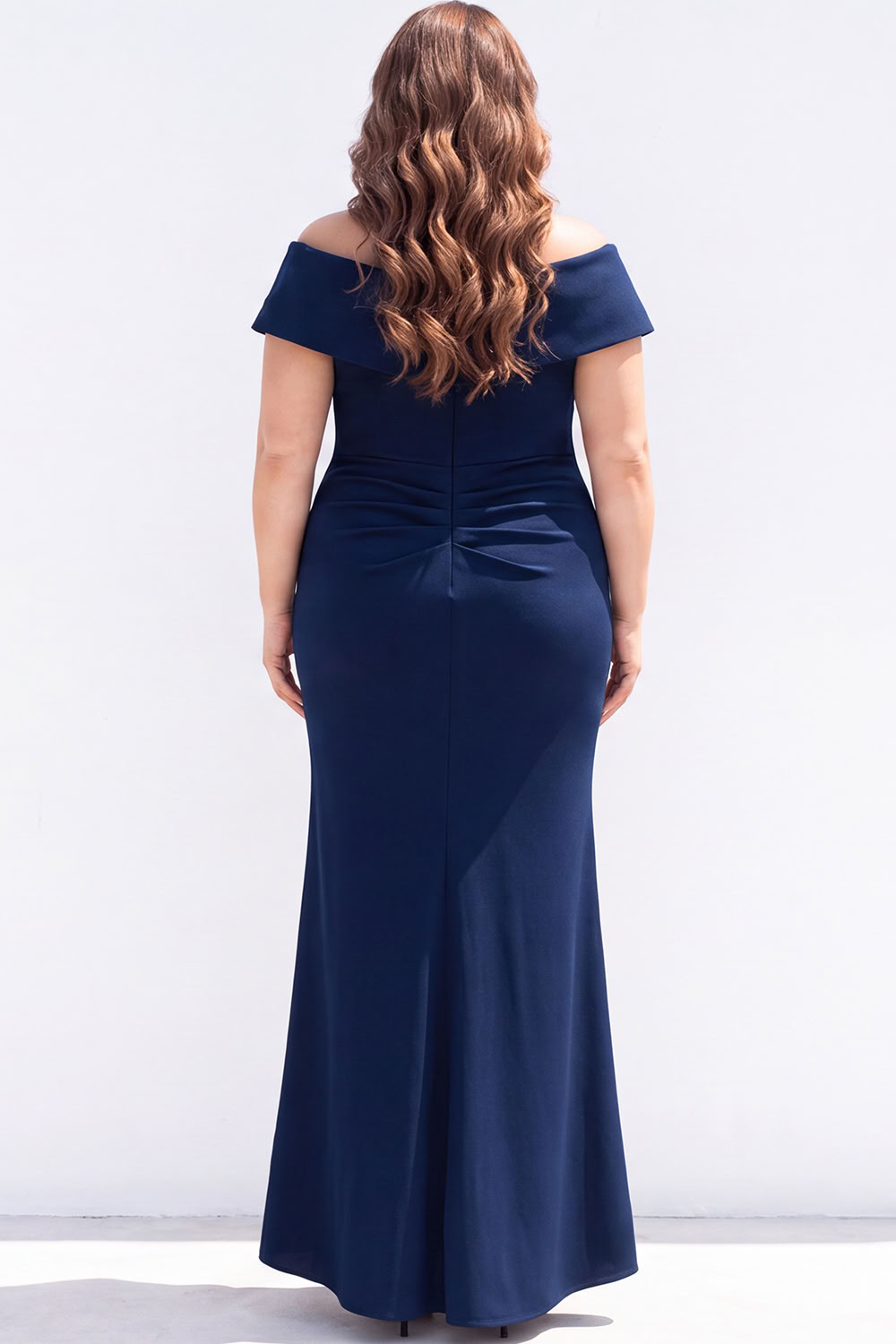 Plus Size Mermaid Black Off the Shoulder Formal Dress with Sash