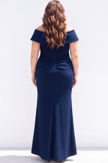 Plus Size Mermaid Black Off the Shoulder Formal Dress with Sash