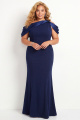 Navy Asymmetrical Neck Mermaid Plus Size Formal Dress