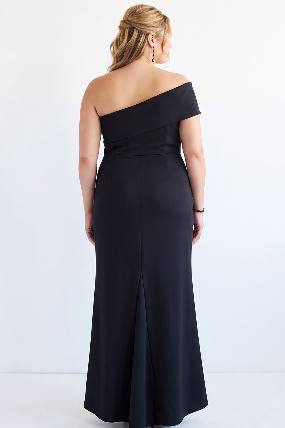 One Shoulder Mermaid Black Plus Size Formal Dress