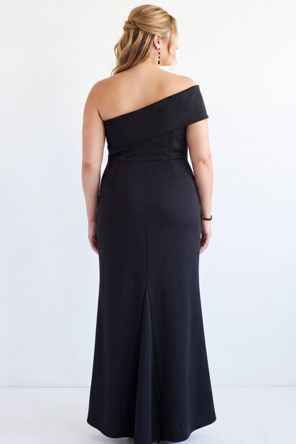 One Shoulder Mermaid Black Plus Size Formal Dress