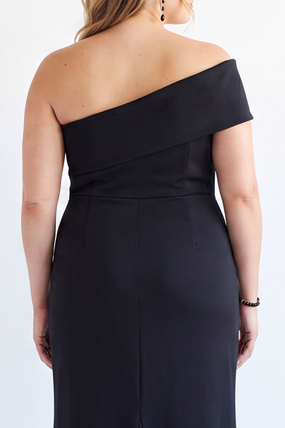 One Shoulder Mermaid Black Plus Size Formal Dress