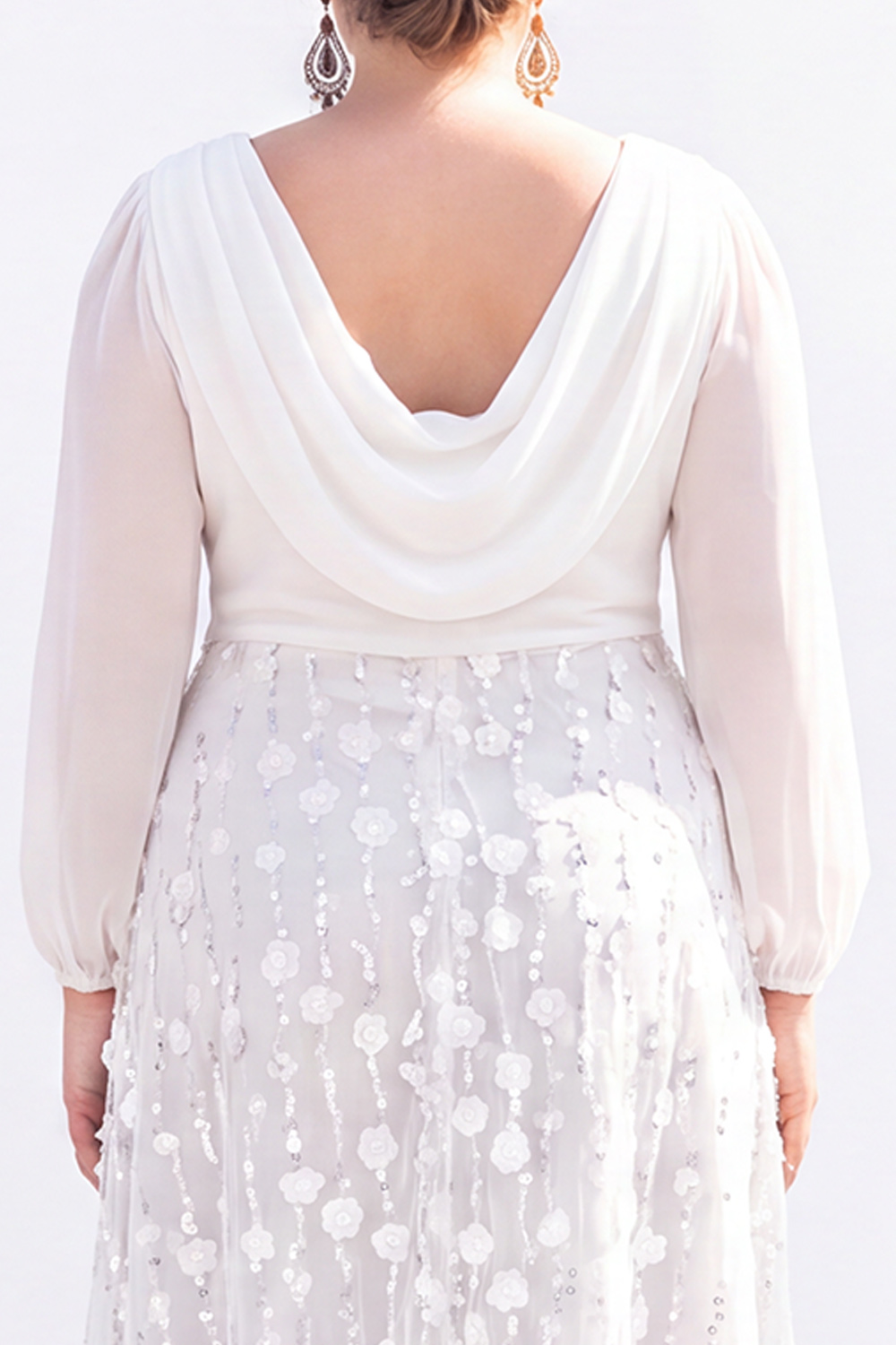 Black Sequin A Line Plus Size Formal Dress with Long Sleeves