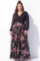 Floral Sequin Long Sleeve A Line Black Plus Size Formal Dress