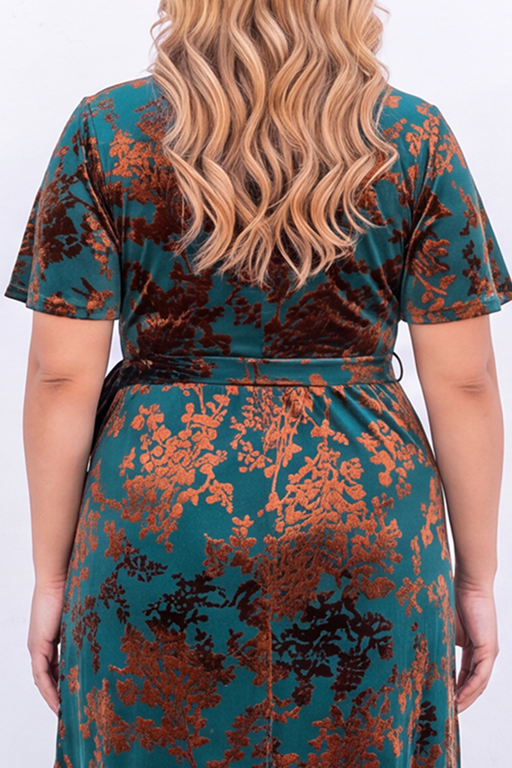 Plus Size Burgundy Velvet Floral A Line Formal Dress