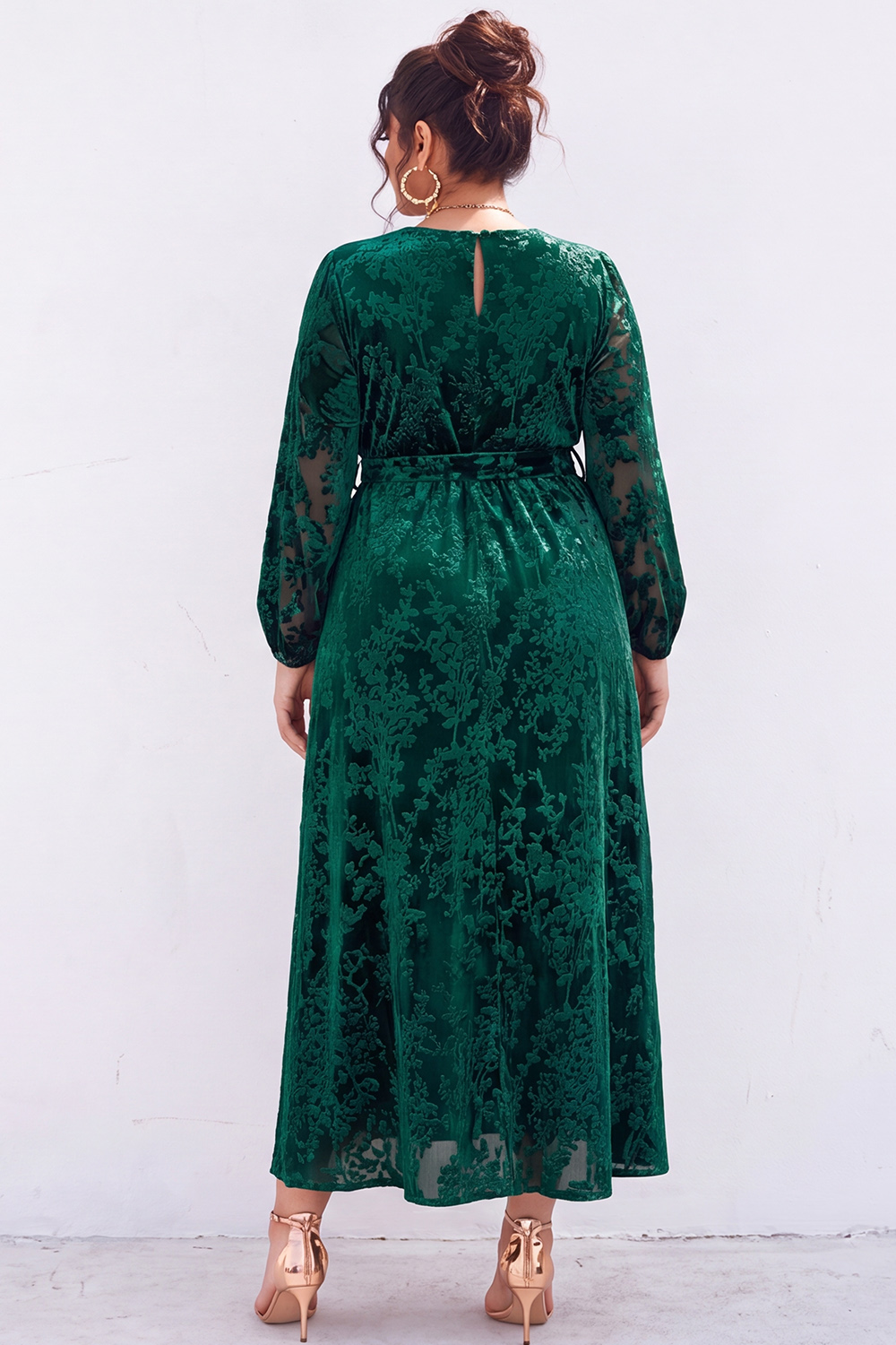 Plus Size Blue Floral A Line Mother of the Bride Dress with Slit