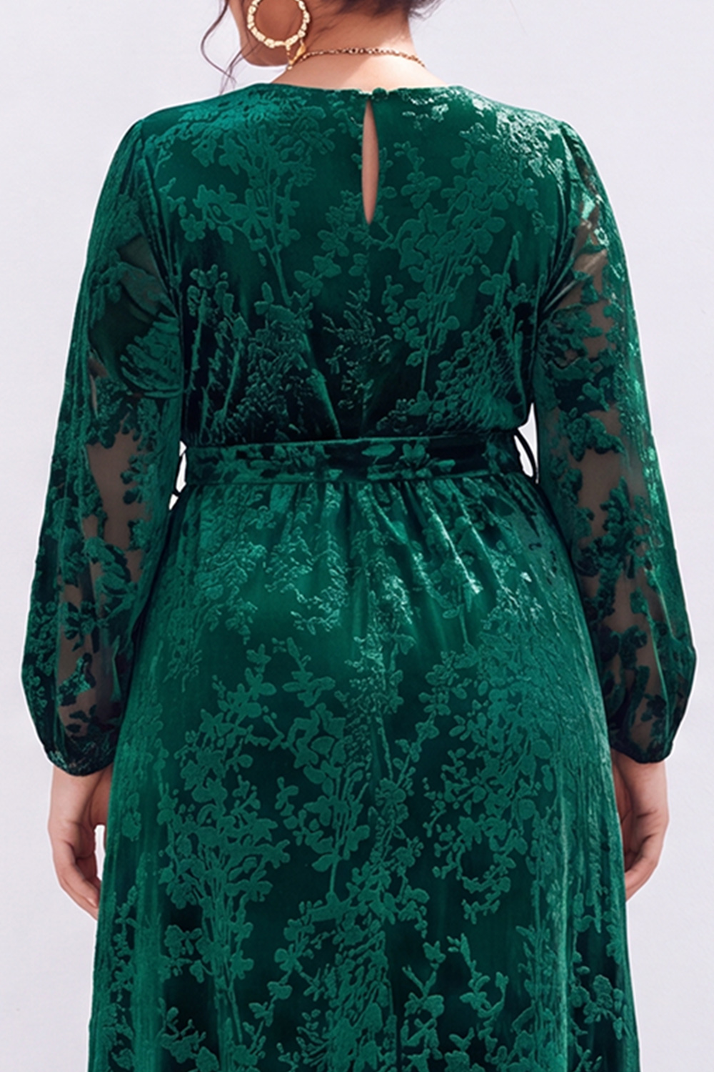 Plus Size Blue Floral A Line Mother of the Bride Dress with Slit