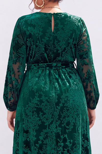 Plus Size Blue Floral A Line Mother of the Bride Dress with Slit