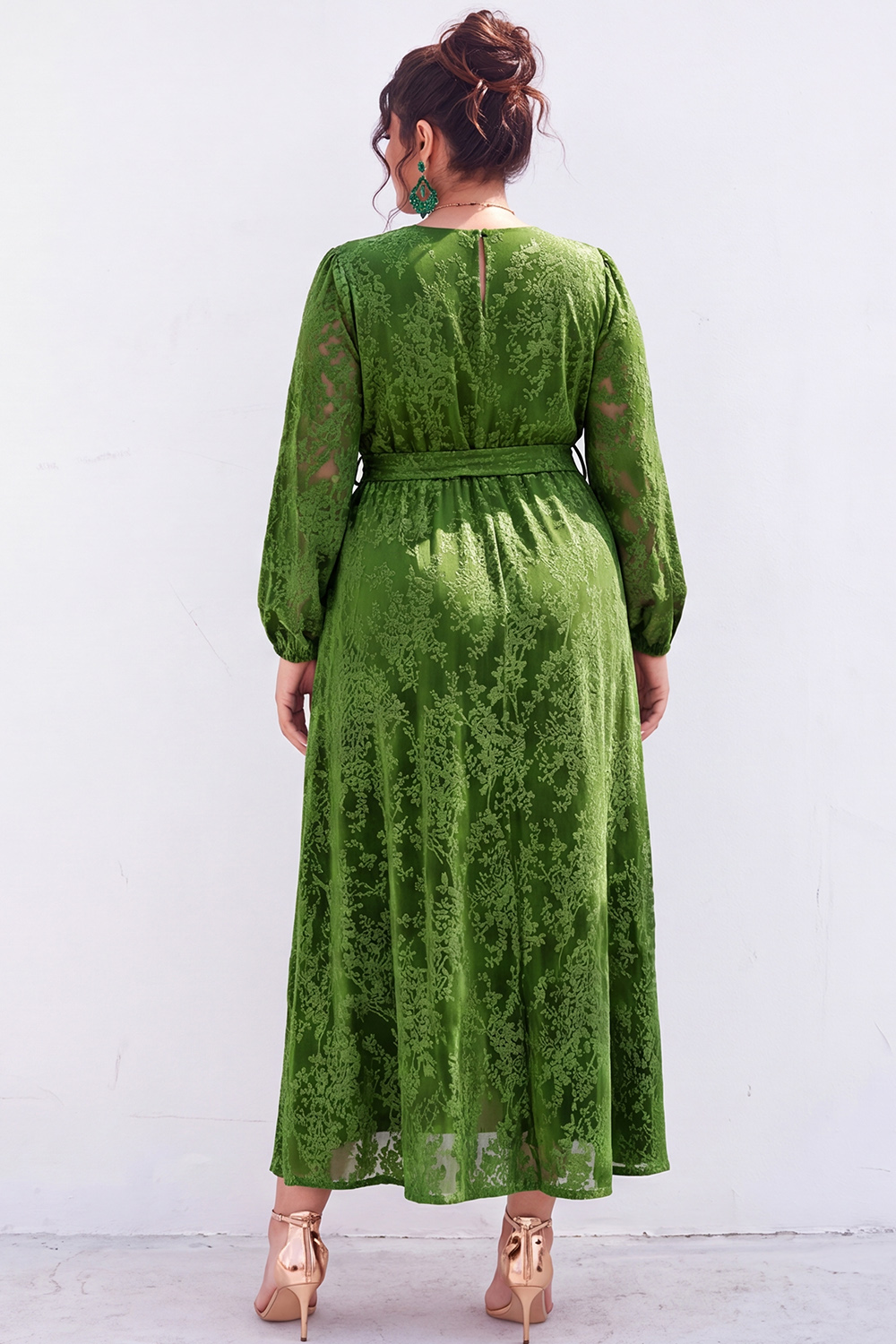 Plus Size Blue Floral A Line Mother of the Bride Dress with Slit