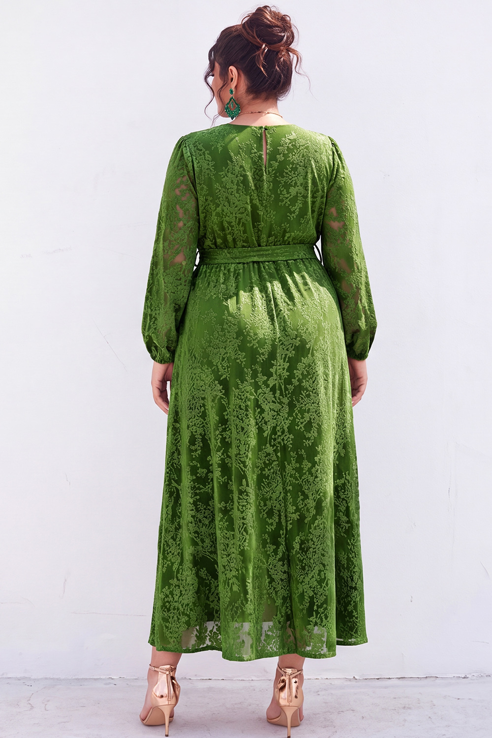 Plus Size Blue Floral A Line Mother of the Bride Dress with Slit