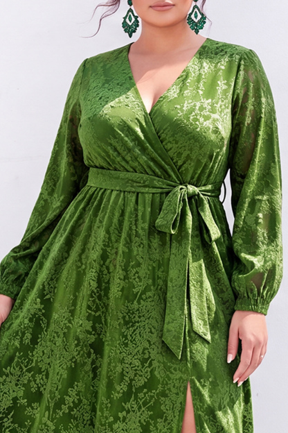Plus Size Blue Floral A Line Mother of the Bride Dress with Slit