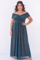 Off the Shoulder Blue A Line Metallic Striped Plus Size Formal Dress
