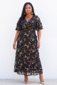 Plus Size Black 3D Floral Sequin A Line Midi Formal Dress