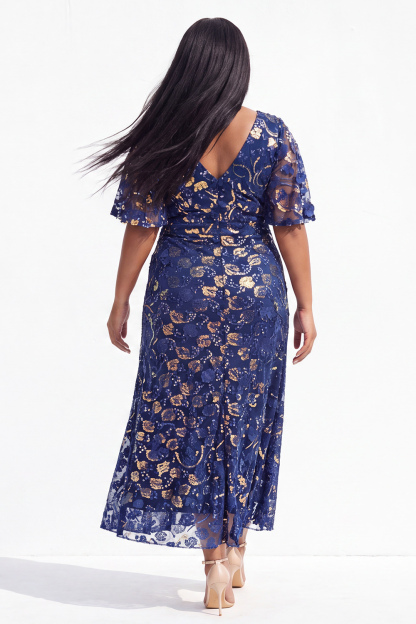 Plus Size Black 3D Floral Sequin A Line Formal Dress