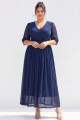 Glitter Navy Plus Size A Line V Neck Mother of the Bride Dress