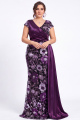 Dark Purple Sequin Floral Mermaid Plus Size Mother of the Bride Dress