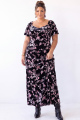 Black Pink Burnout Velvet Plus Size Wedding Guest Dress with Short Sleeves