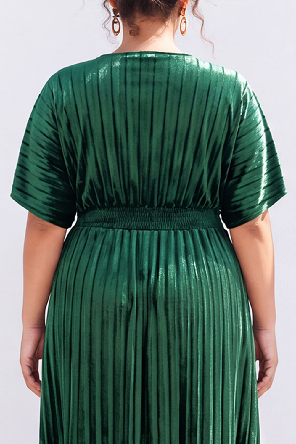 Plus Size Black Pleated A Line Maxi Dress