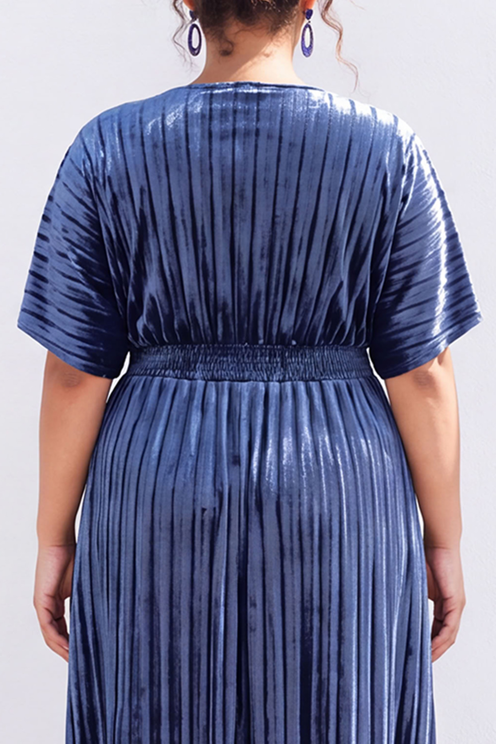 Plus Size Black Pleated A Line Maxi Dress
