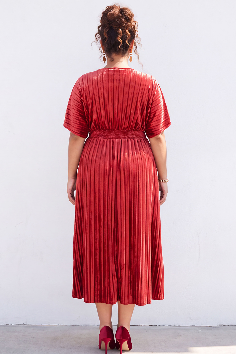 Plus Size Black Pleated A Line Maxi Dress