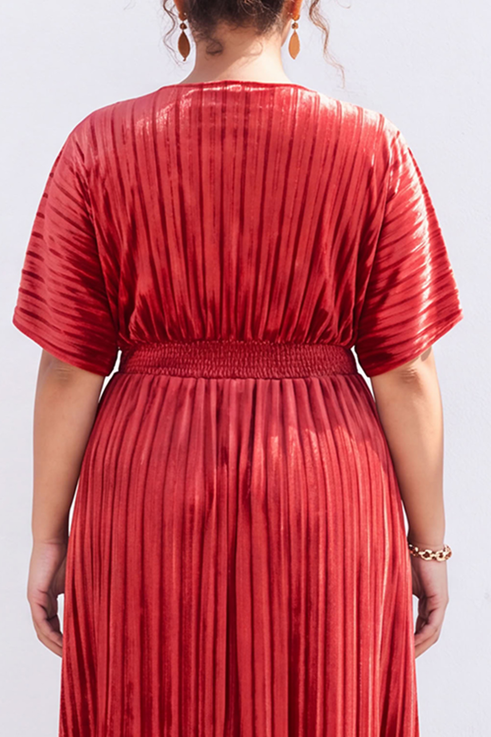 Plus Size Black Pleated A Line Maxi Dress