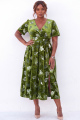 Plus Size Green Velvet Sequin V Neck Midi Dress