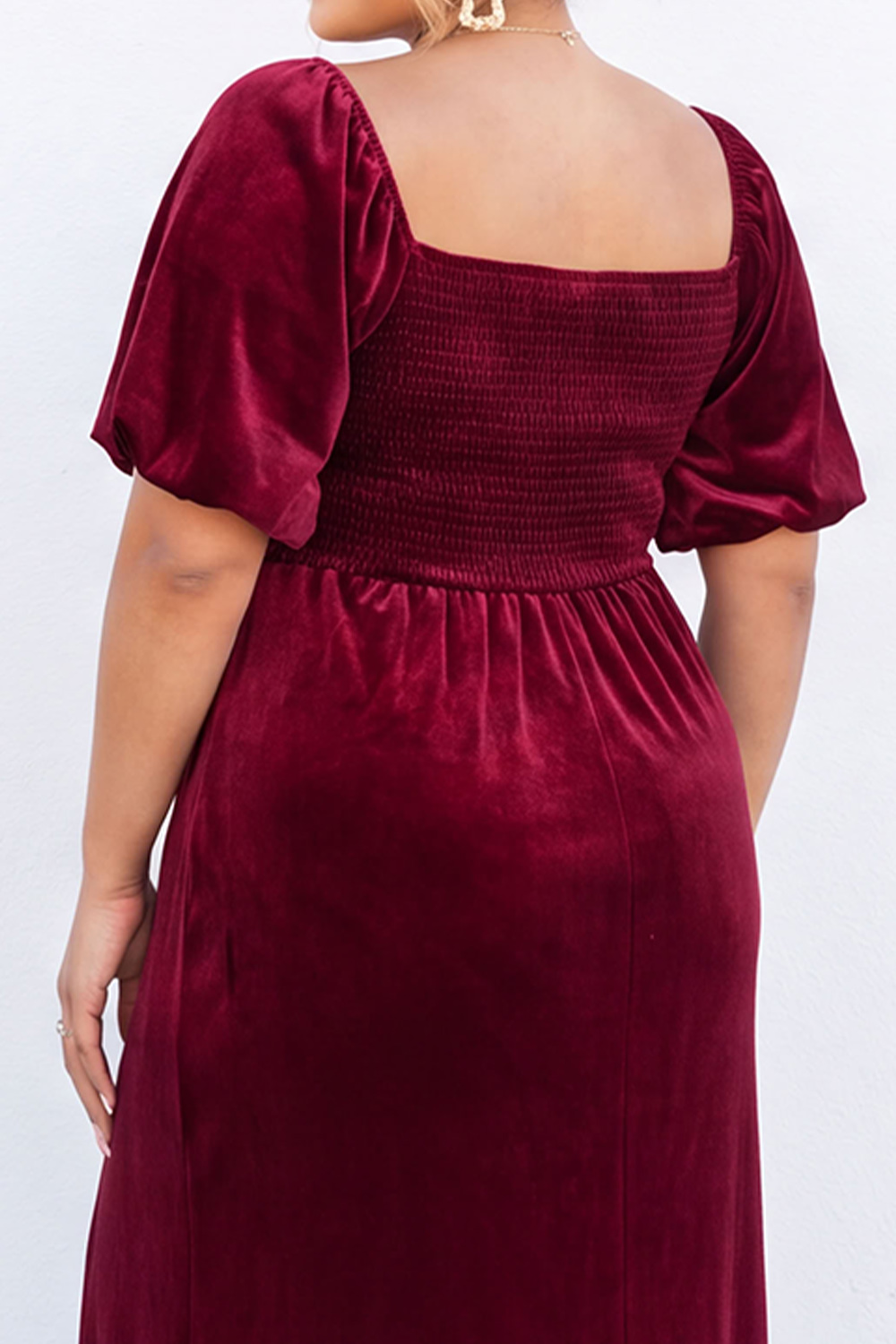 Plus Size Burgundy Mermaid Velvet Maxi Dress