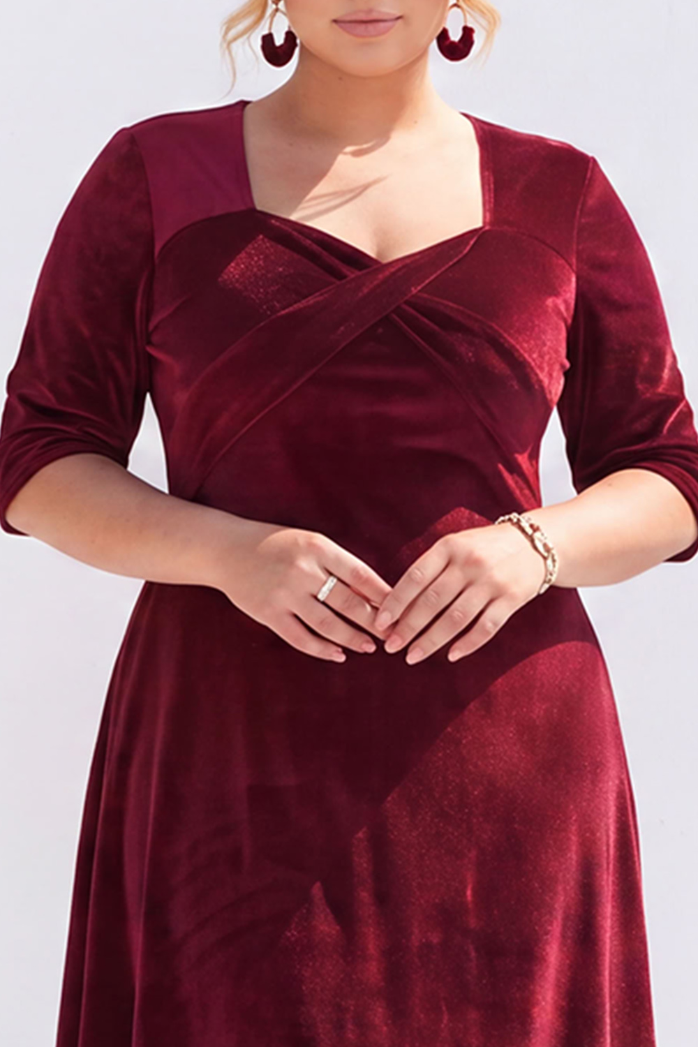 Burgundy Velvet A Line Plus Size High Low Formal Dress