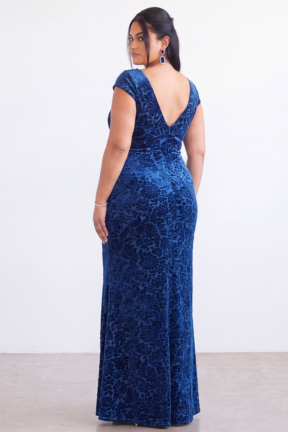 Royal Blue Mermaid Burnout Velvet Maxi Dress