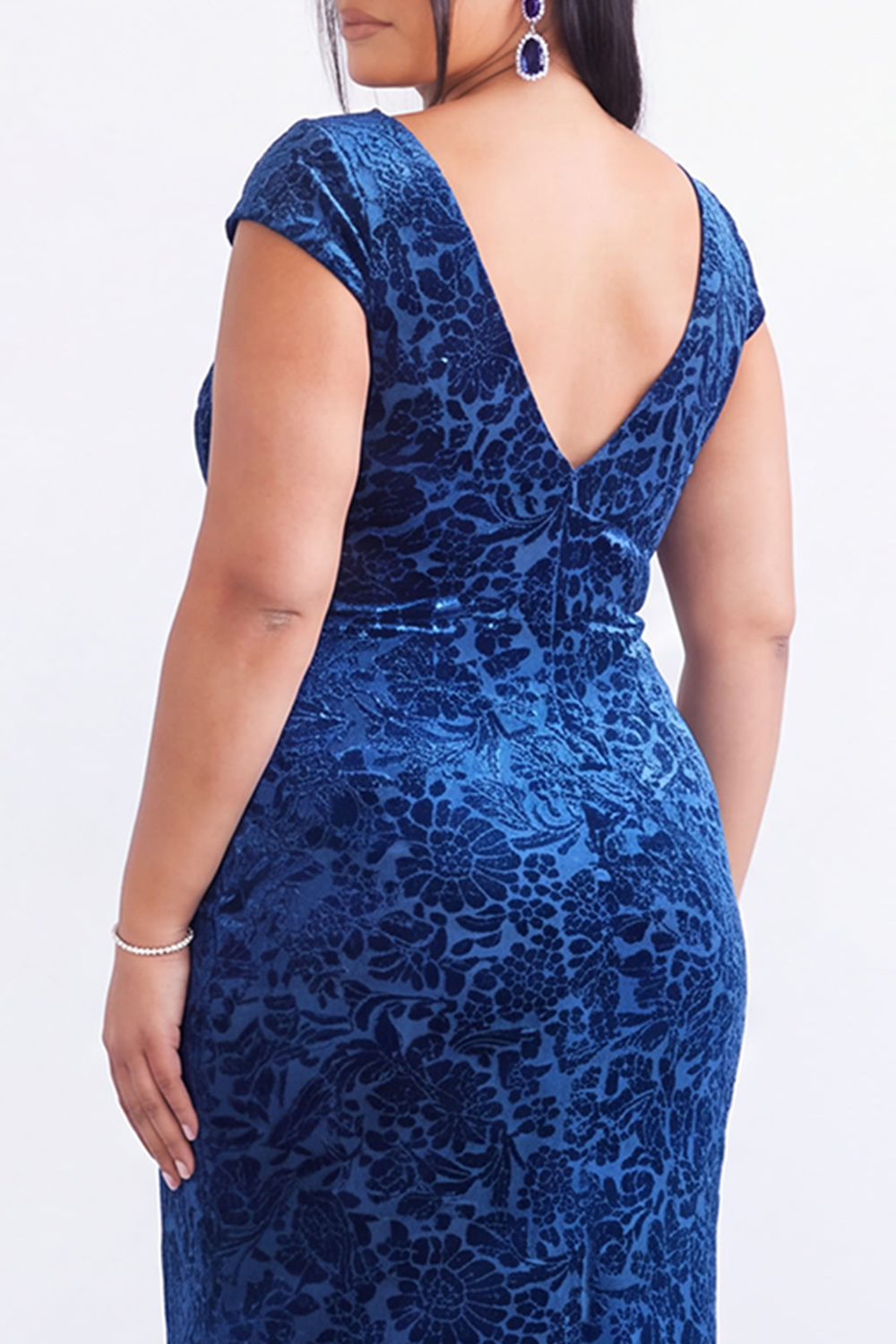 Royal Blue Mermaid Burnout Velvet Maxi Dress