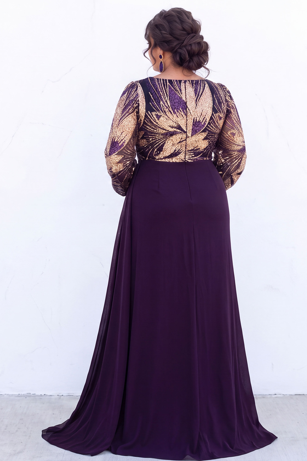 Plus Size Black Sequin Mermaid Long Sleeve Formal Dress