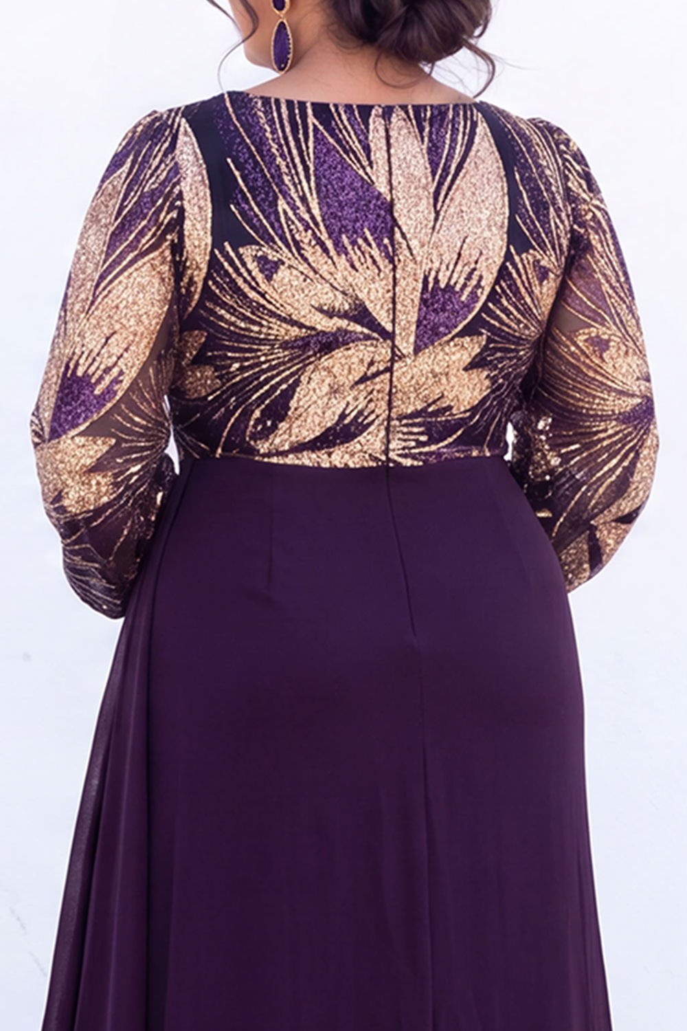 Plus Size Black Sequin Mermaid Long Sleeve Formal Dress