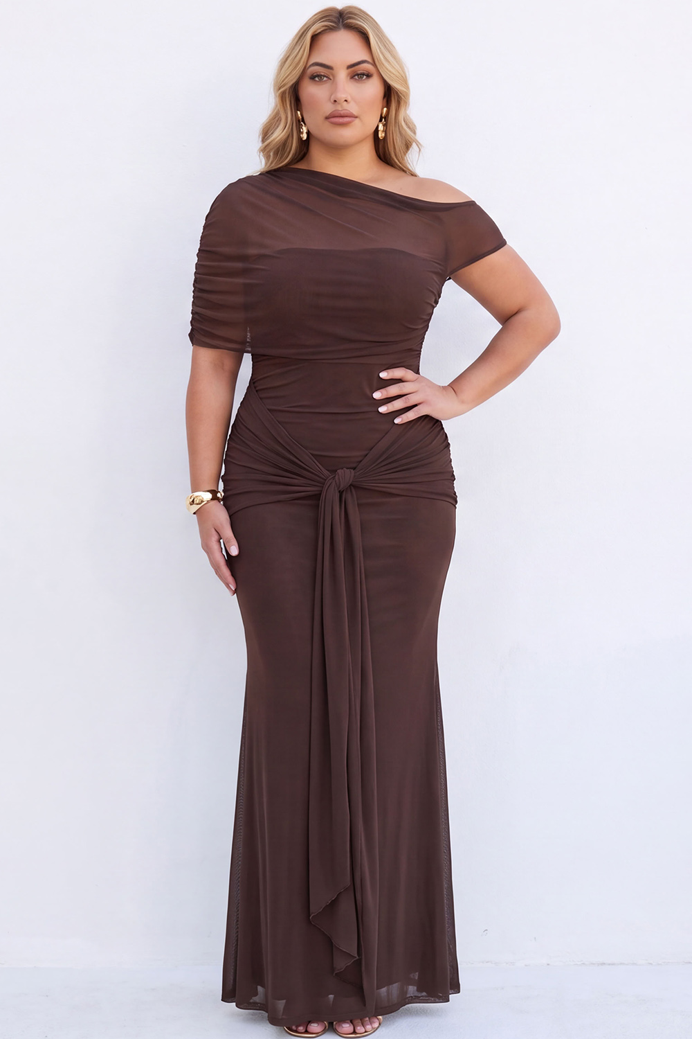 Plus Size Black Mermaid Asymmetrical Maxi Formal Dress