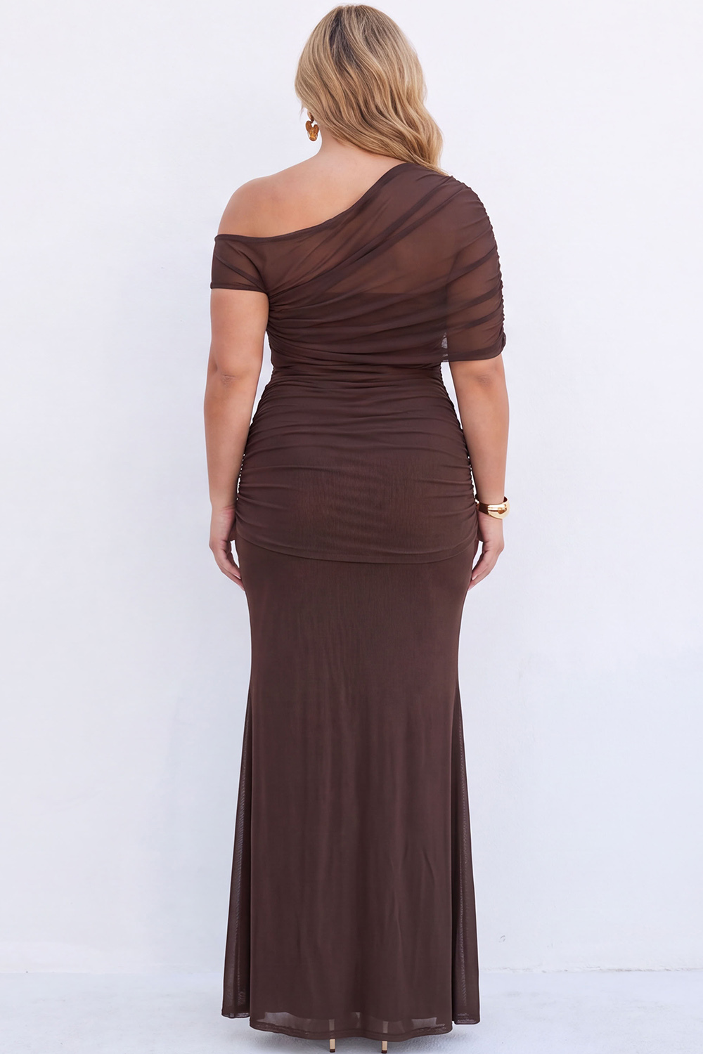 Plus Size Black Mermaid Asymmetrical Maxi Formal Dress