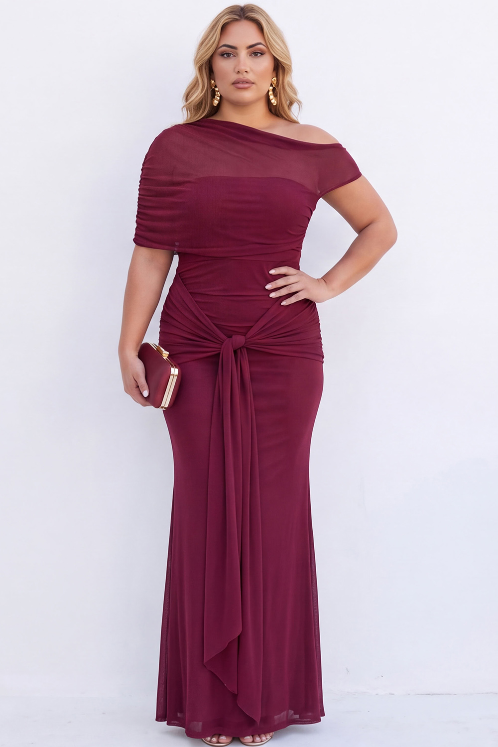Plus Size Black Mermaid Asymmetrical Maxi Formal Dress