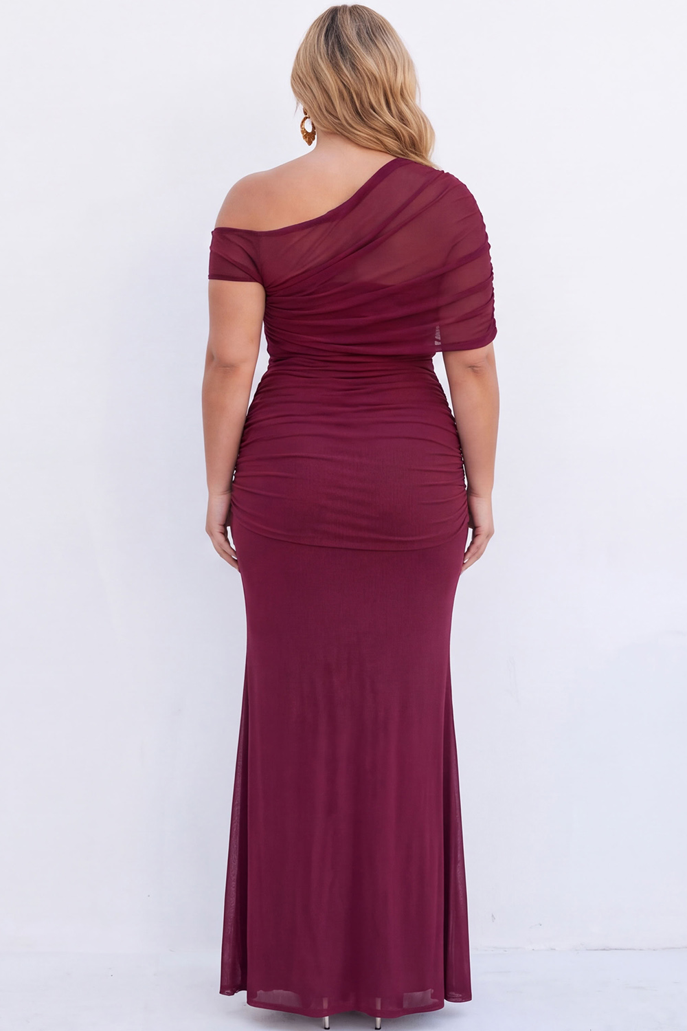 Plus Size Black Mermaid Asymmetrical Maxi Formal Dress