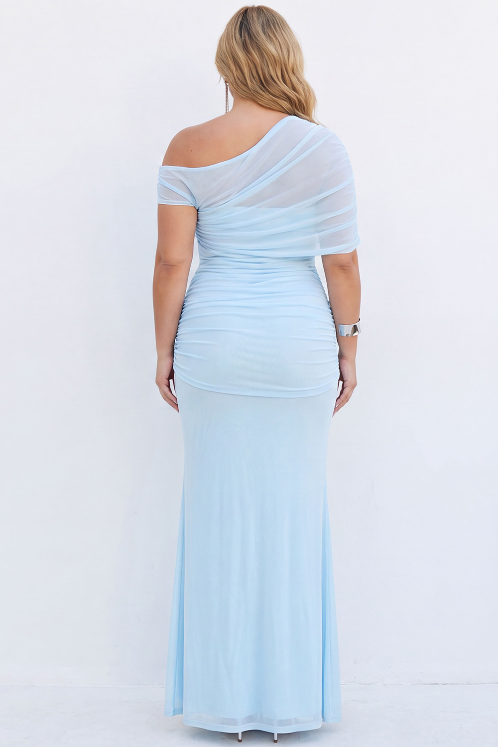 Plus Size Black Mermaid Asymmetrical Maxi Formal Dress