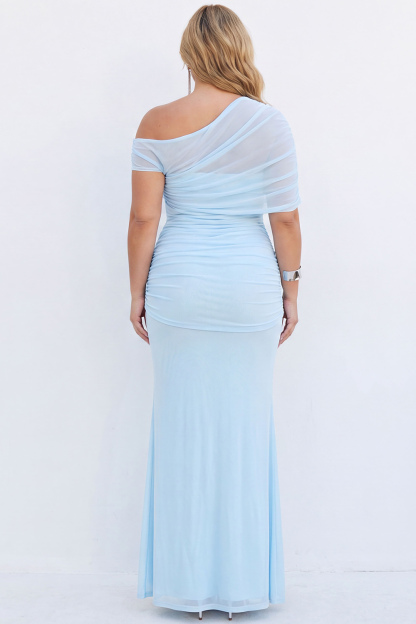 Plus Size Black Mermaid Asymmetrical Maxi Formal Dress
