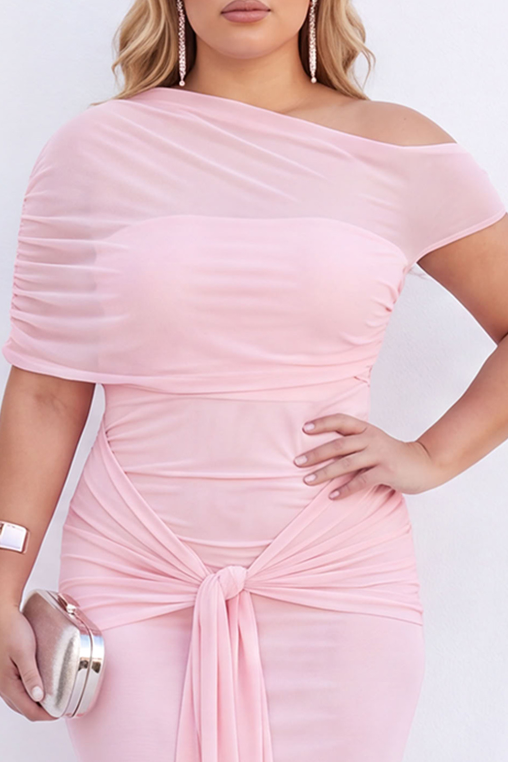Plus Size Black Mermaid Asymmetrical Maxi Formal Dress