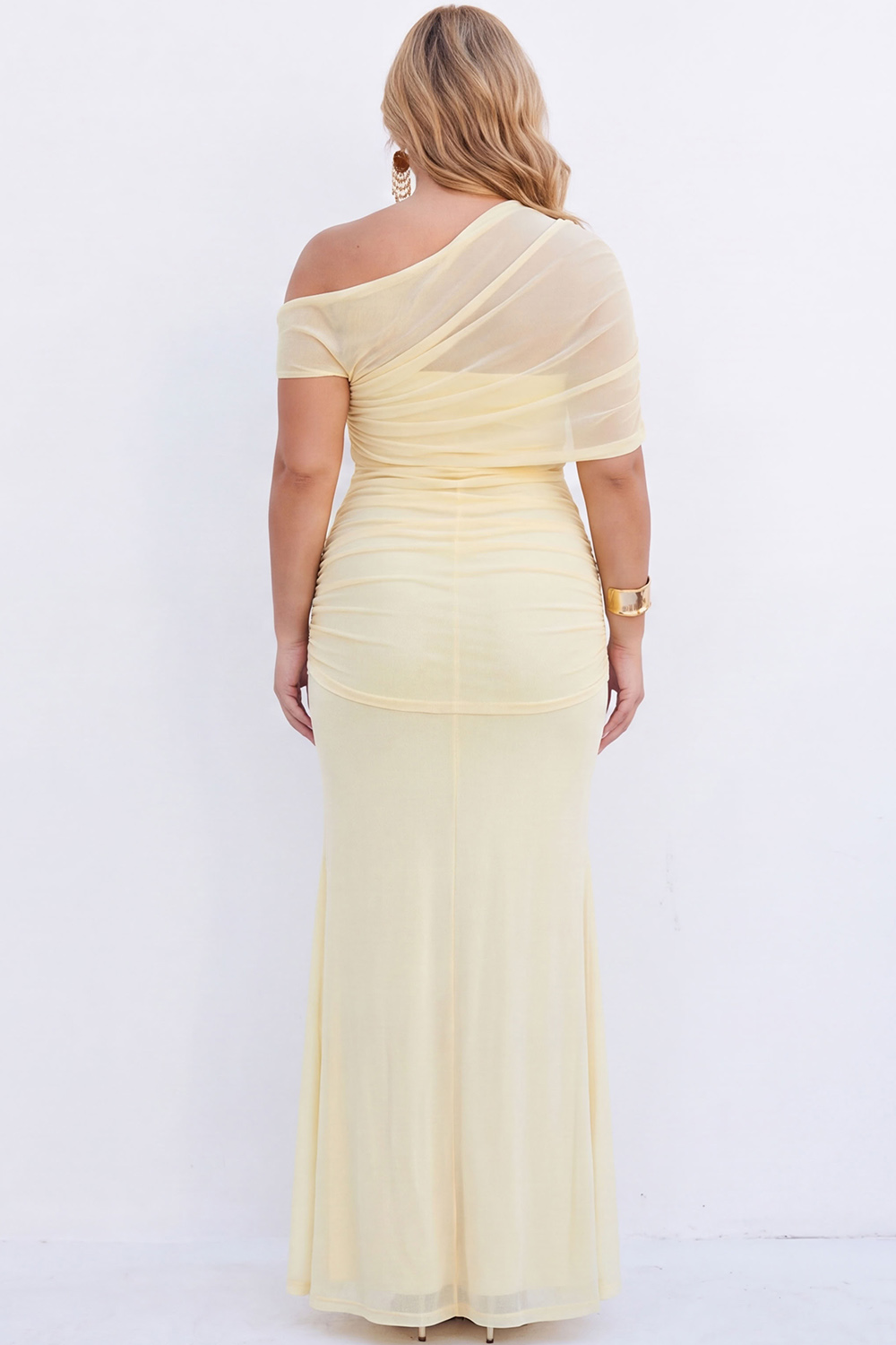 Plus Size Black Mermaid Asymmetrical Maxi Formal Dress