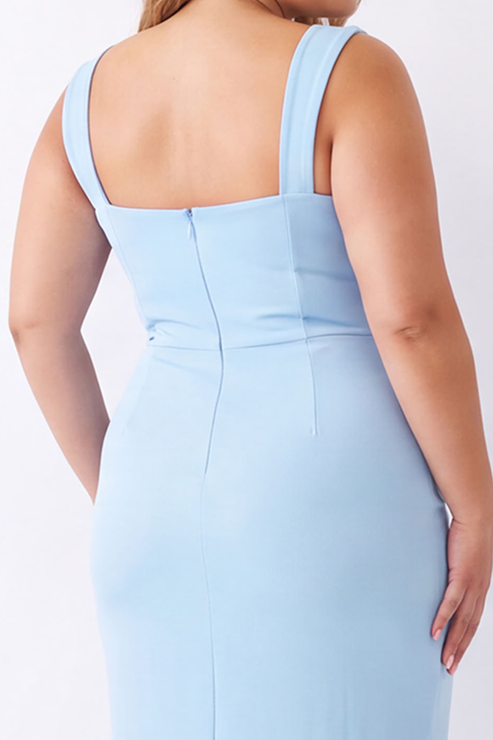 Black Square Neck Maxi Plus Size Formal Dress with Slit
