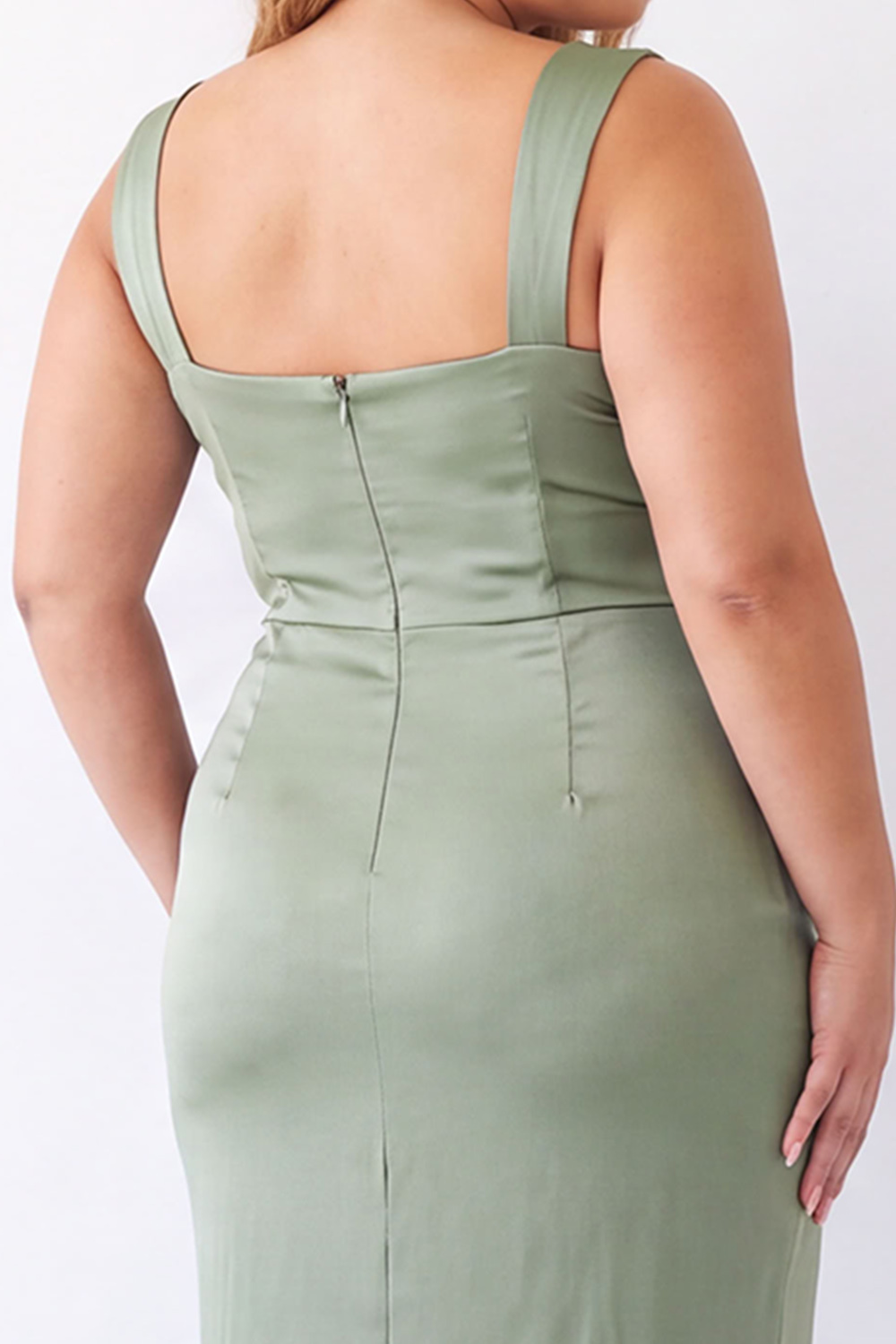 Black Square Neck Maxi Plus Size Formal Dress with Slit