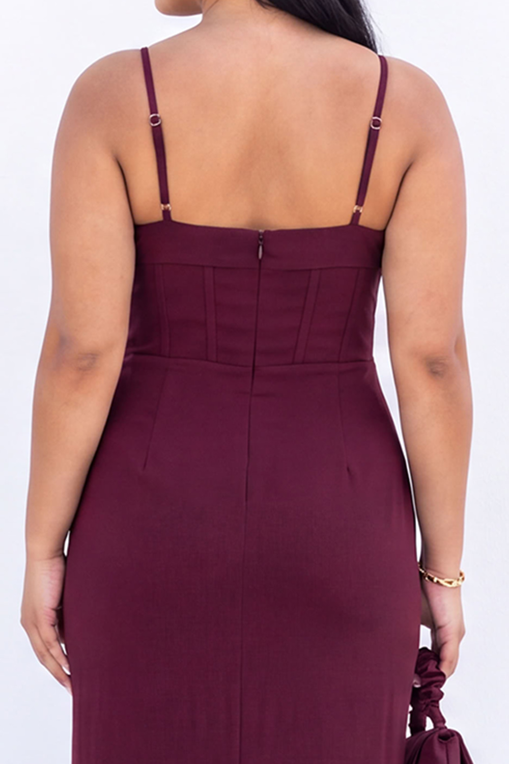 Black Corset Sheath Maxi Plus Size Formal Dress with Side Slit