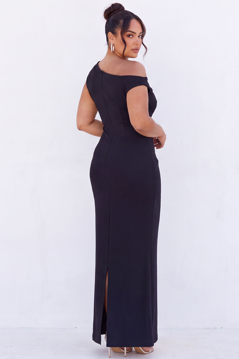 Black One Shoulder Maxi Plus Size Dress