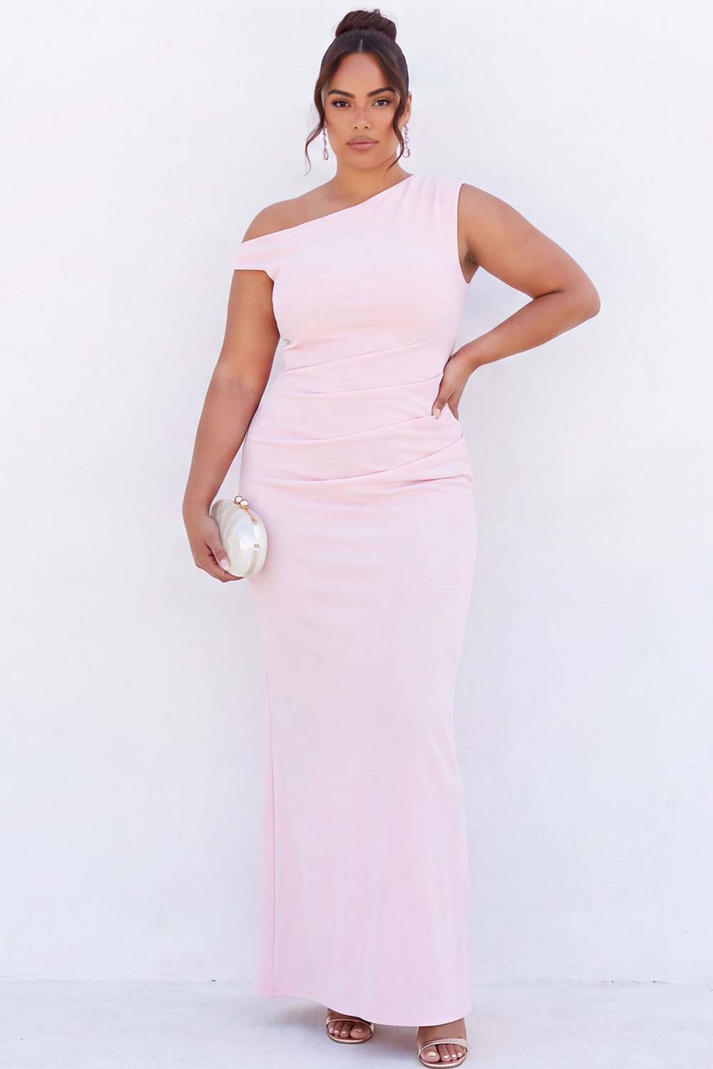Black One Shoulder Maxi Plus Size Dress