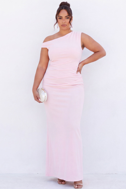 Black One Shoulder Maxi Plus Size Dress