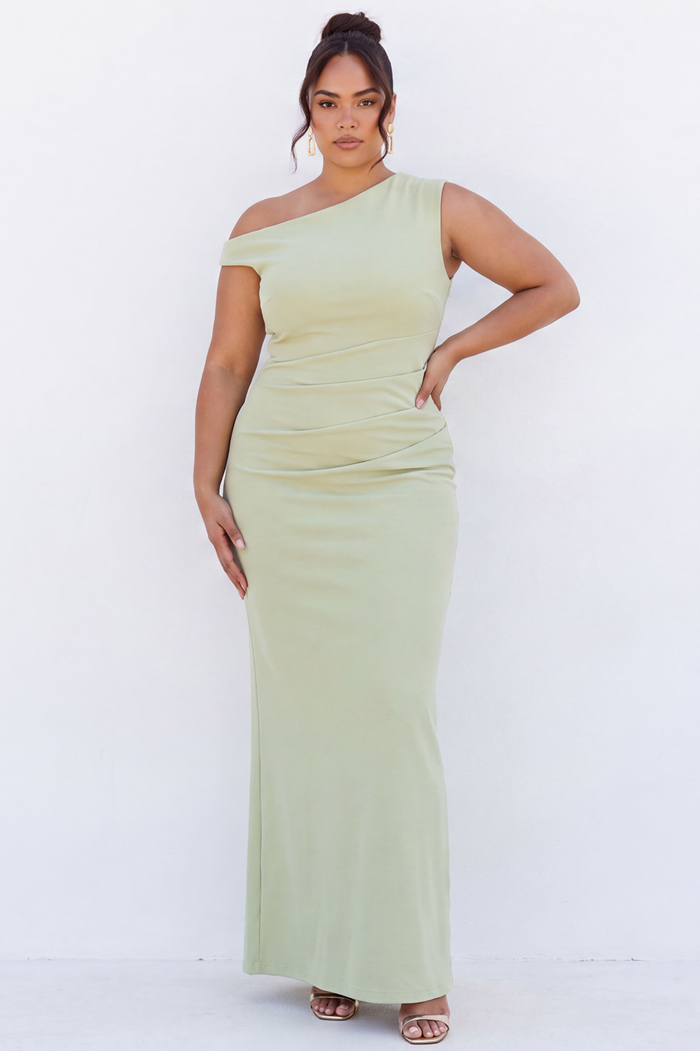 Black One Shoulder Maxi Plus Size Dress