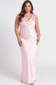 Plus Size Blush Pink Satin Mermaid Cowl Neck Maxi Bridesmaid Dress